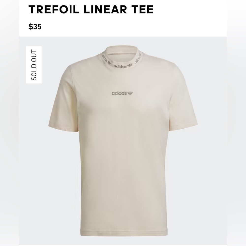 beige embroidered adidas tee